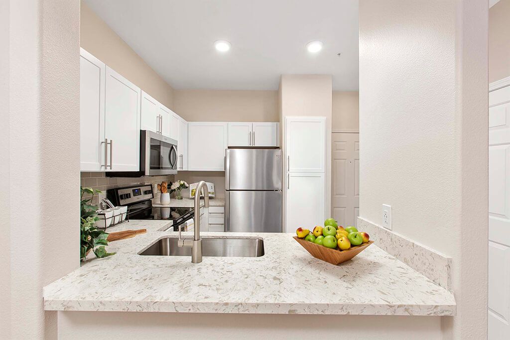 Kitchen counters at Sierra at Otay Ranch Apartments in Chula Vista CA
